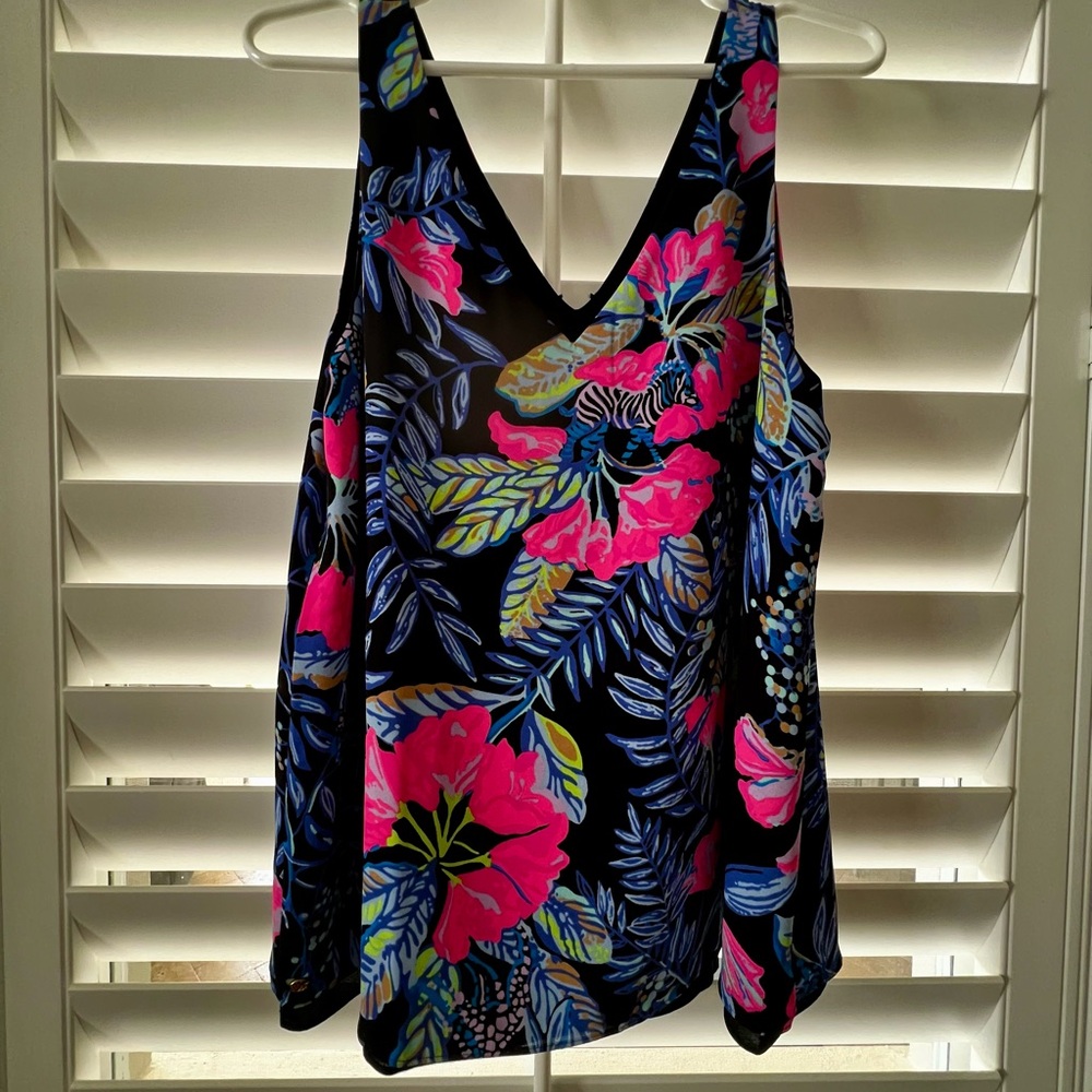Lilly Pulitzer Floral Tank Top - Pink and Blue